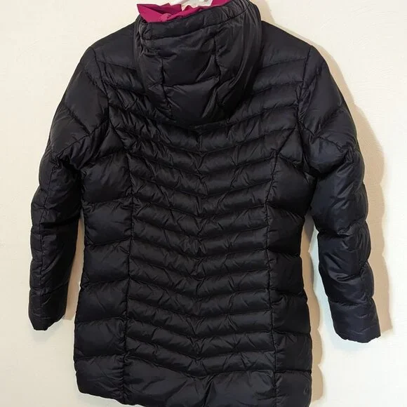 Eddie Bauer Down Long Tunic Length Puffer Parka Coat Black Fushcia Girls L 14-16 - Picture 6 of 16